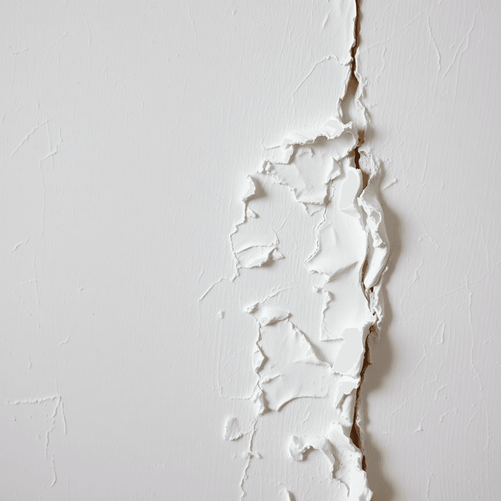 Peeling and flaking paint on interior wall caused by hidden water damage