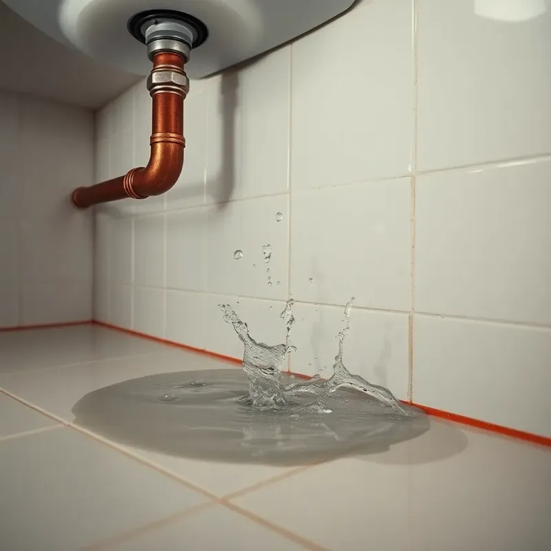 Burst pipe under kitchen sink causing water damage to floor