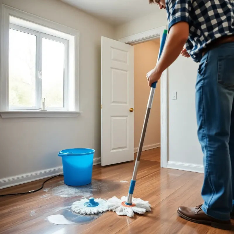 DIY water damage cleanup with basic equipment showing incomplete moisture removal from affected walls