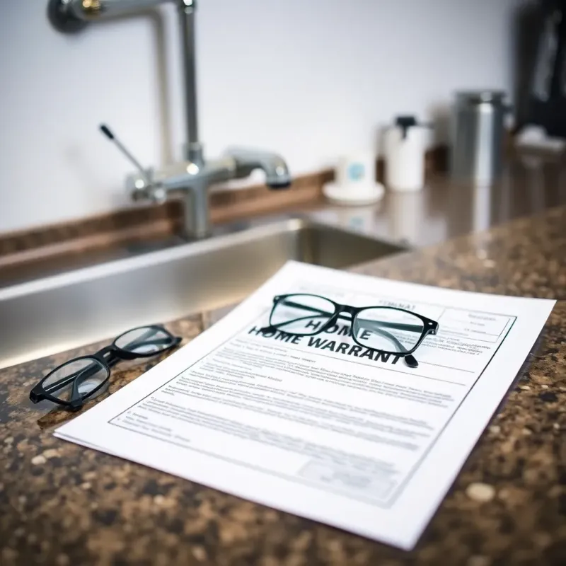 Visual guide showing home warranty coverage areas for water damage and plumbing issues in a residential home