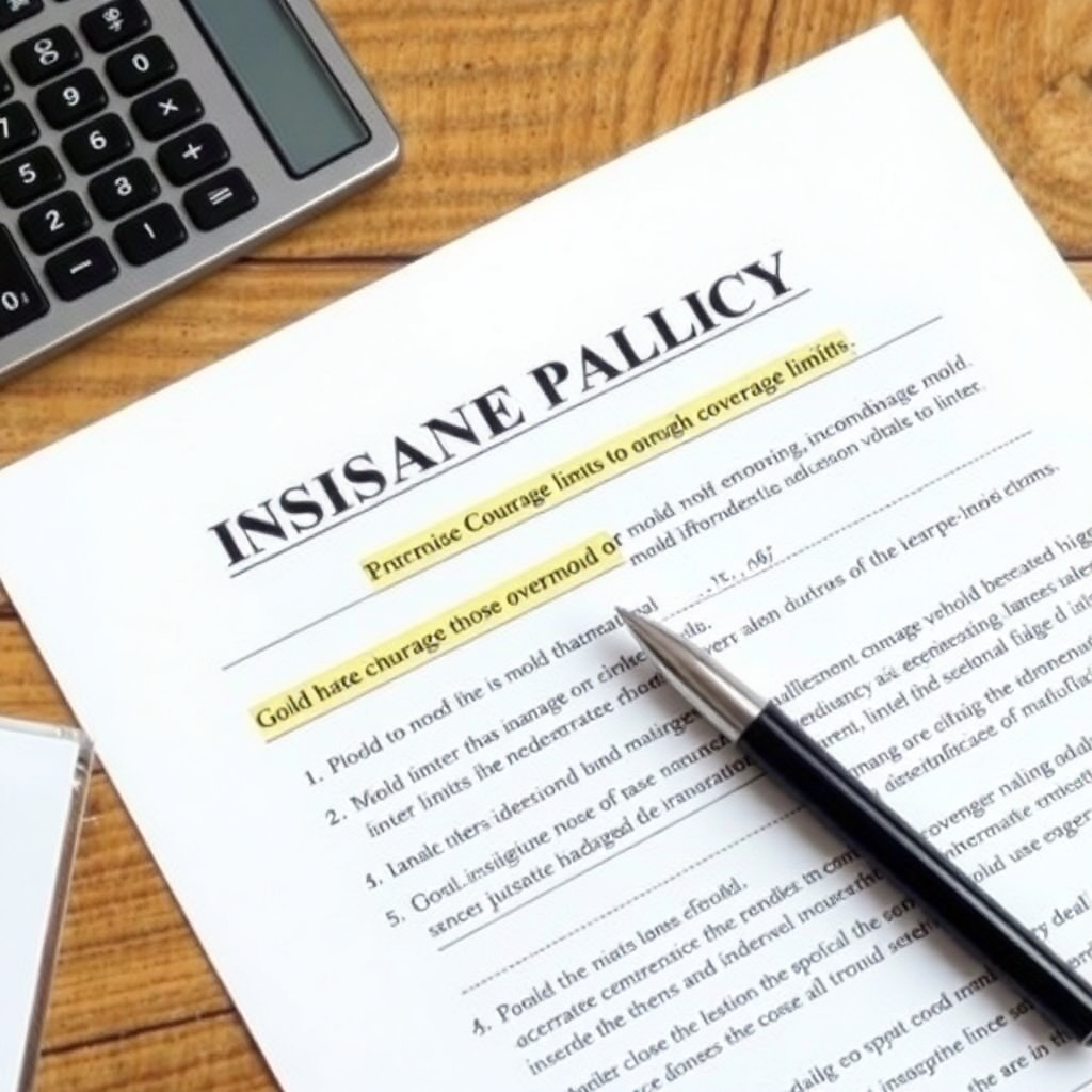 Chart showing typical mold coverage limits and what expenses are and aren't covered under standard policies