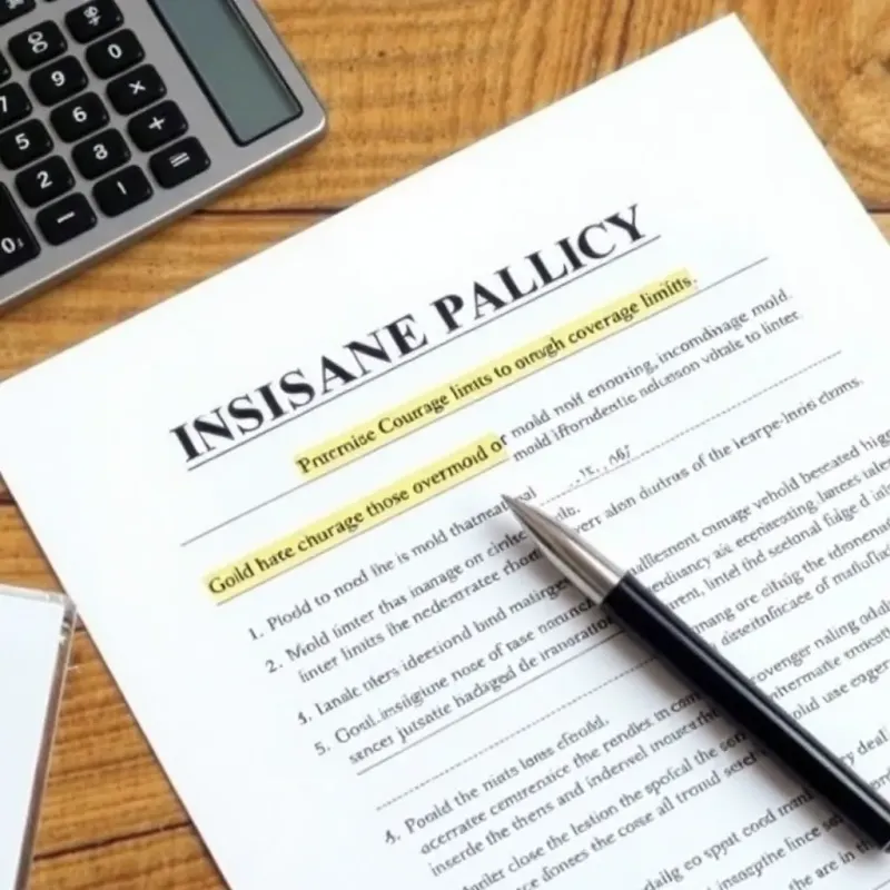 Chart showing typical mold coverage limits and what expenses are and aren't covered under standard policies