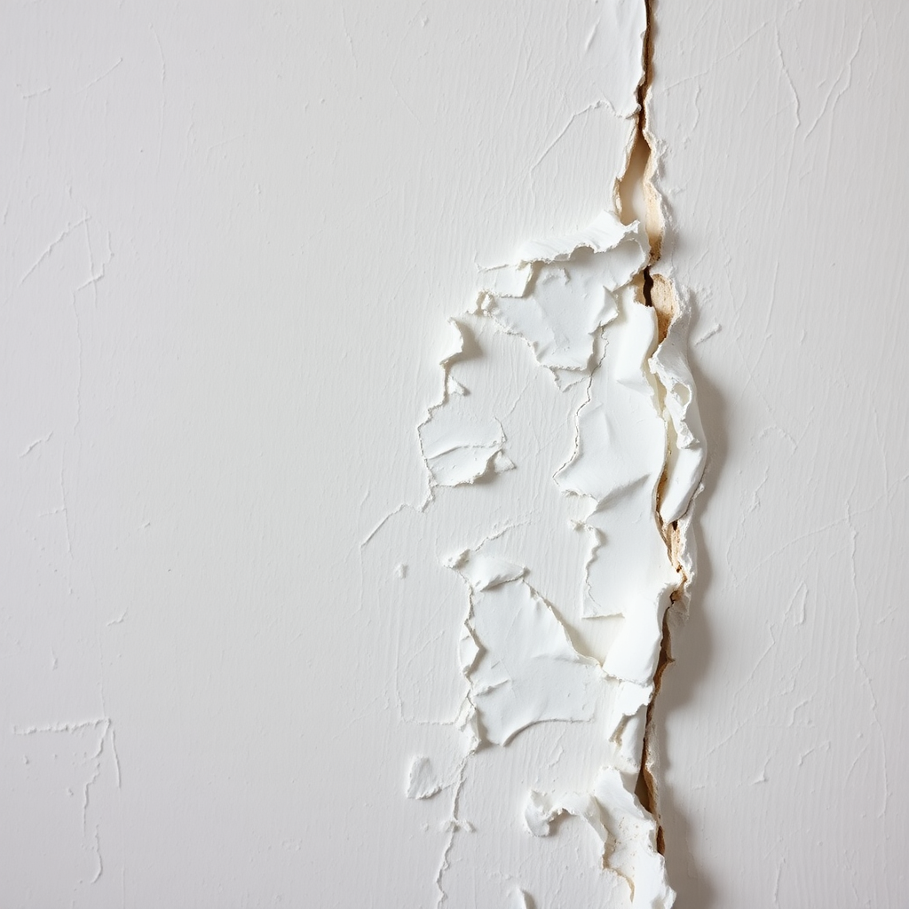 Peeling and flaking paint on interior wall caused by hidden water damage