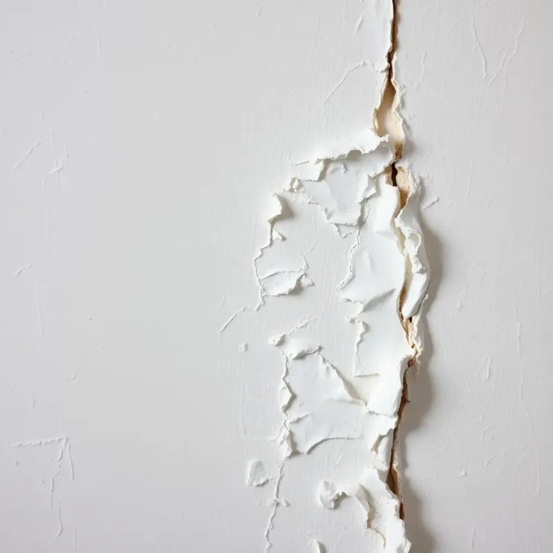 Peeling and flaking paint on interior wall caused by hidden water damage