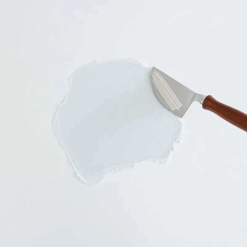 Plaster wall repair showing multiple coat application, feathering technique, and finished patched area