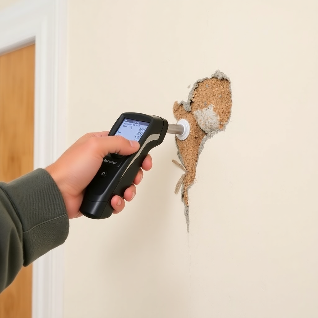 Professional water damage inspection using moisture detection equipment