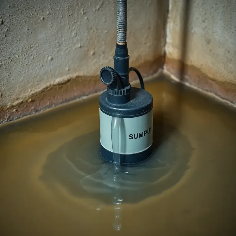 Sump pump actively removing flood water from basement