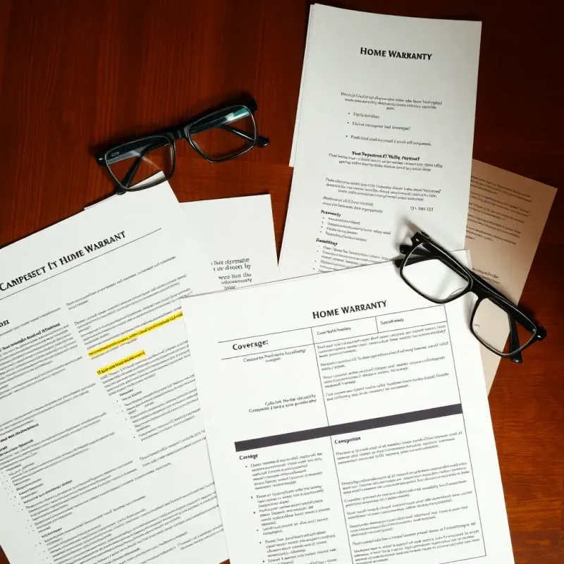 Comparison chart showing home warranty coverage limits and service call fees for different plan types
